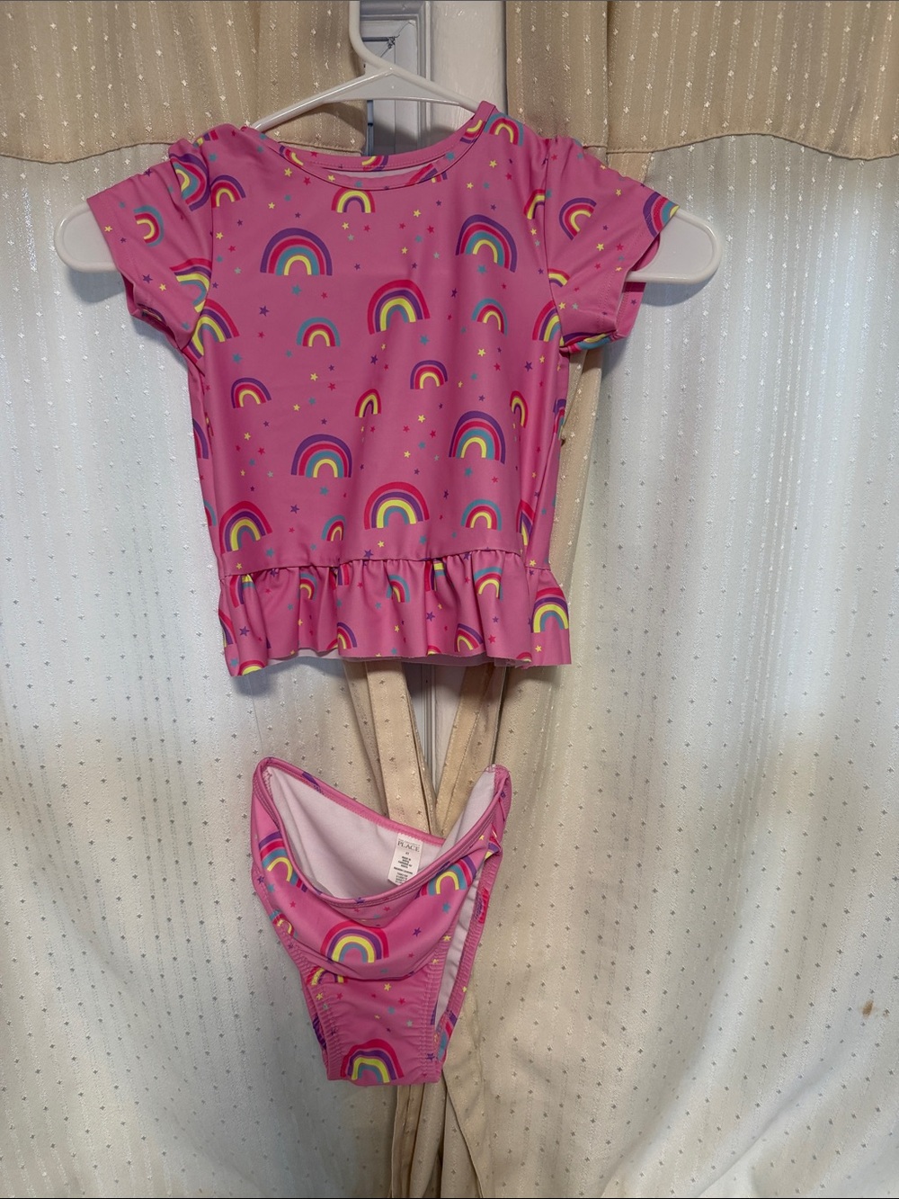 The Children's Place Pink Rainbow Ruffle Two-Piece Swim Set
